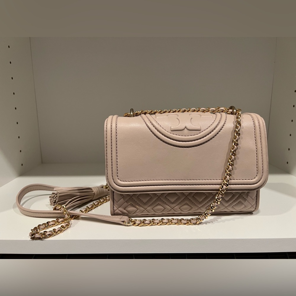 Tory Burch small Fleming matte convertible shoulder bag in blush